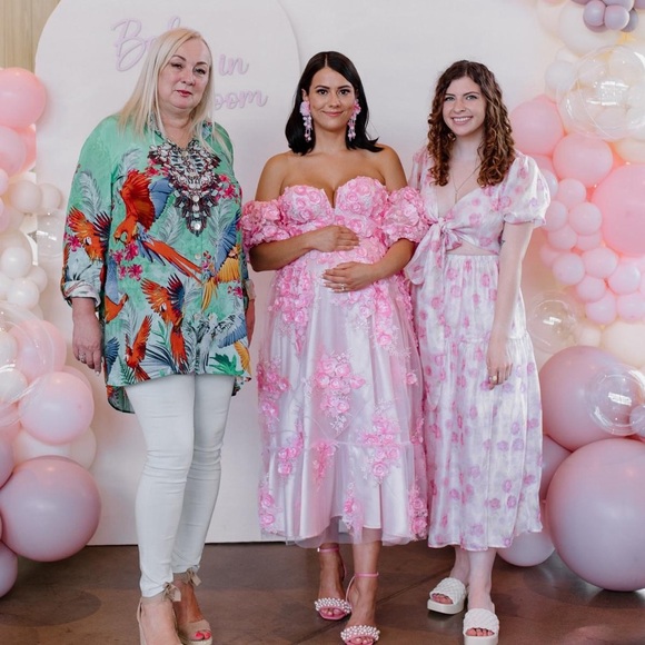 Lulus Ideal Poise Blush Floral Chiffon Backless Tie-front Midi Dress Pink - Picture 2 of 5